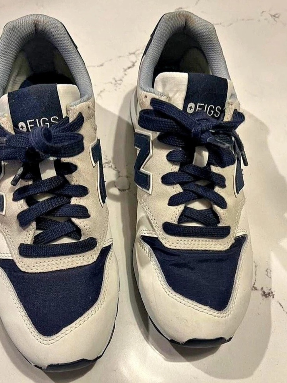 FIGS New Balance 574 Sneakers White & Blue